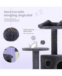 Zeus & Ruta 62" Grey Large Cat Tree Tower: Multi-Level, Scratching Post, Jumping Platform Space