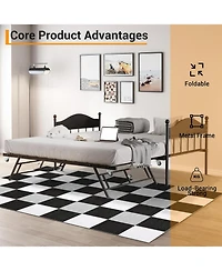 gaomon Twin Day Bed with Trundle Bed, Modern Sofa Frame Foldable Design, Metal & Heavy Duty Steel Slats