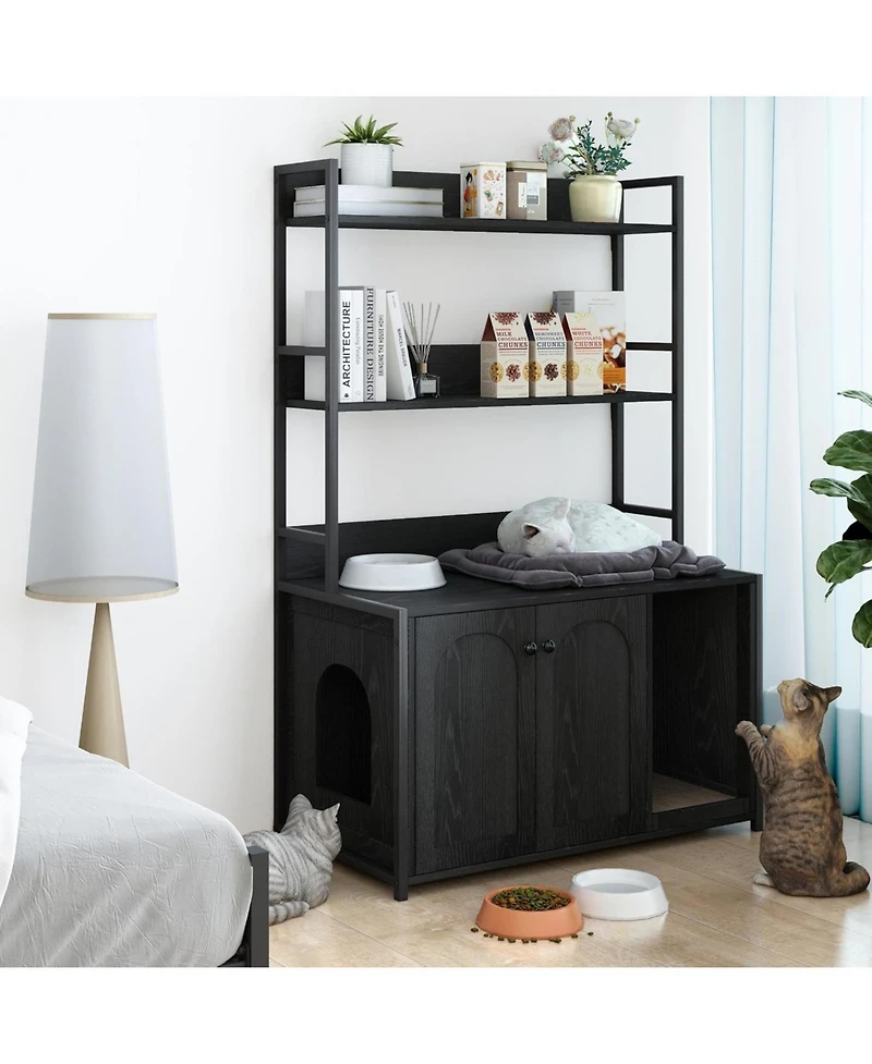 gaomon Litter Box Enclosure with 2 Storage Shelves