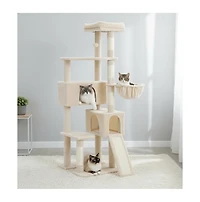 Zeus & Ruta 65in Large Cat Tree Tower: Hammocks, Scratch Columns