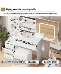 Gaomon Vanity Desk Mirror and Led Lights - Makeup Vanity Desk for Bedrooms, Apartments