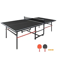 Baofuwish 96 Inch Indoor Foldable Portable Ping Pong Table Mid-Size Tennis Game Set with Net Paddles and Balls for Family Room