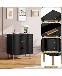 gaomon Fluted 3 Drawer Dresser for Bedroom, Modern Nightstand with Deep Drawers