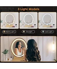Gaomon White Makeup Vanity Stool Adjustable Lighted Vanity Table for Bedrooms, Apartments, Easy to Assemble