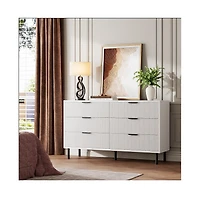 gaomon Modern Fluted 6 Drawer Dresser for Bedroom, Wide Chest of Drawers with Metal Handles and Legs, Wooden Tv Stand, Clothes Storage Cabinet