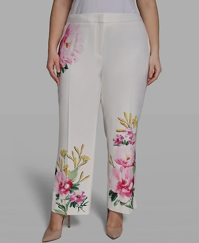 Karl Lagerfeld Paris Plus Placed Floral Wide Leg Pants