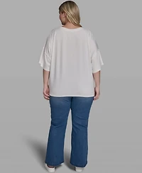 Karl Lagerfeld Paris Plus Choupette & Printed Boat Neck Top