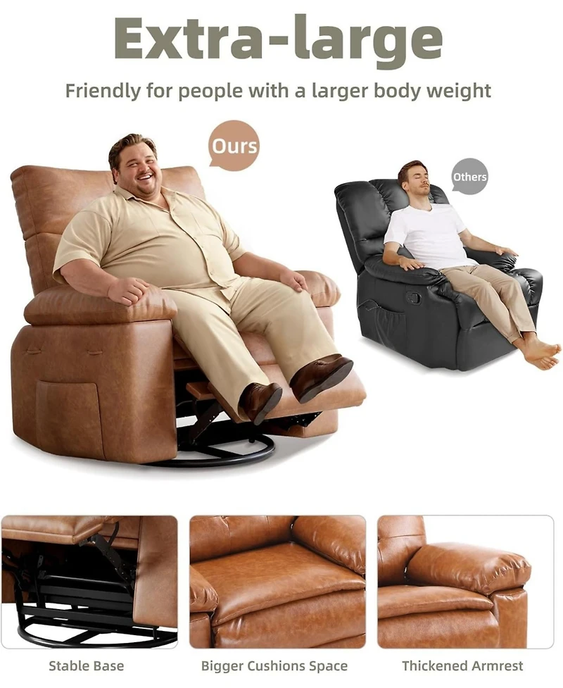 gaomon 27'' Oversized Massage Recliner Chair for Adults, Lounge with Vibrating and Heating