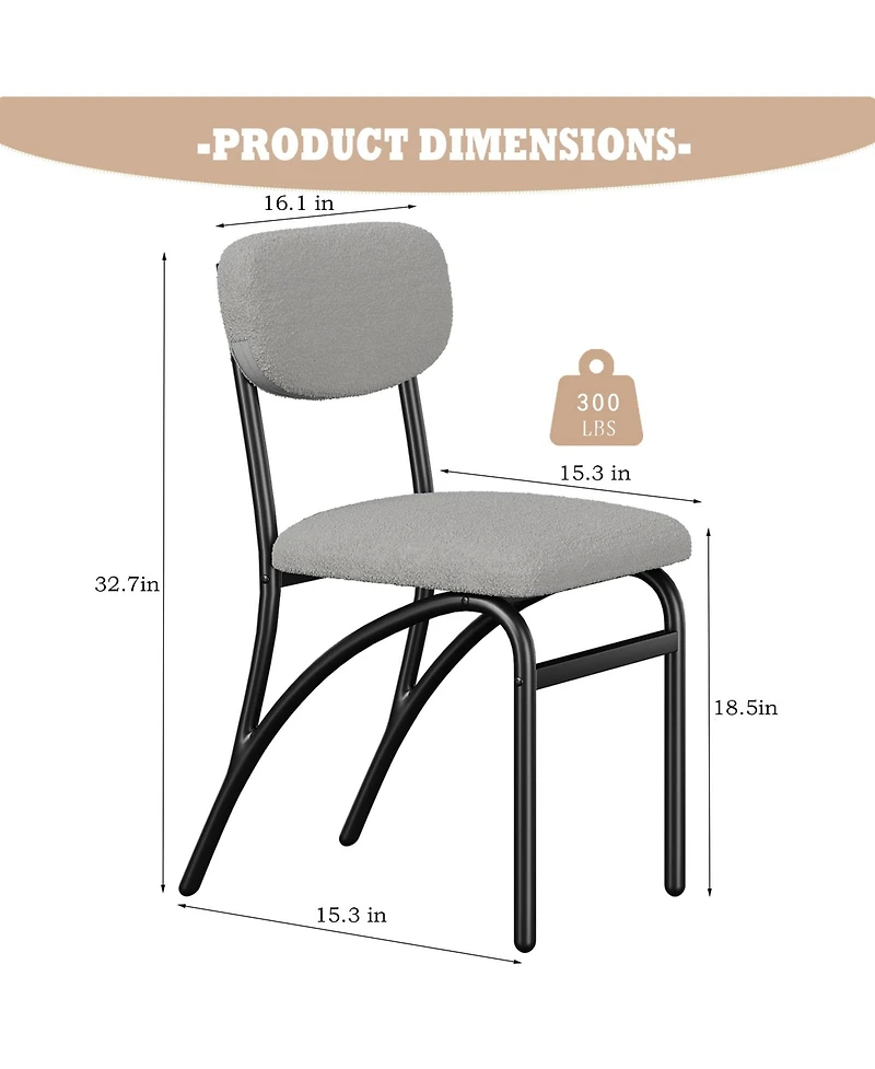 gaomon Set of 4 Modern Boucle Upholstered Dining Chairs, Metal Legs Seating for Kitchen Dining Room & Living Room