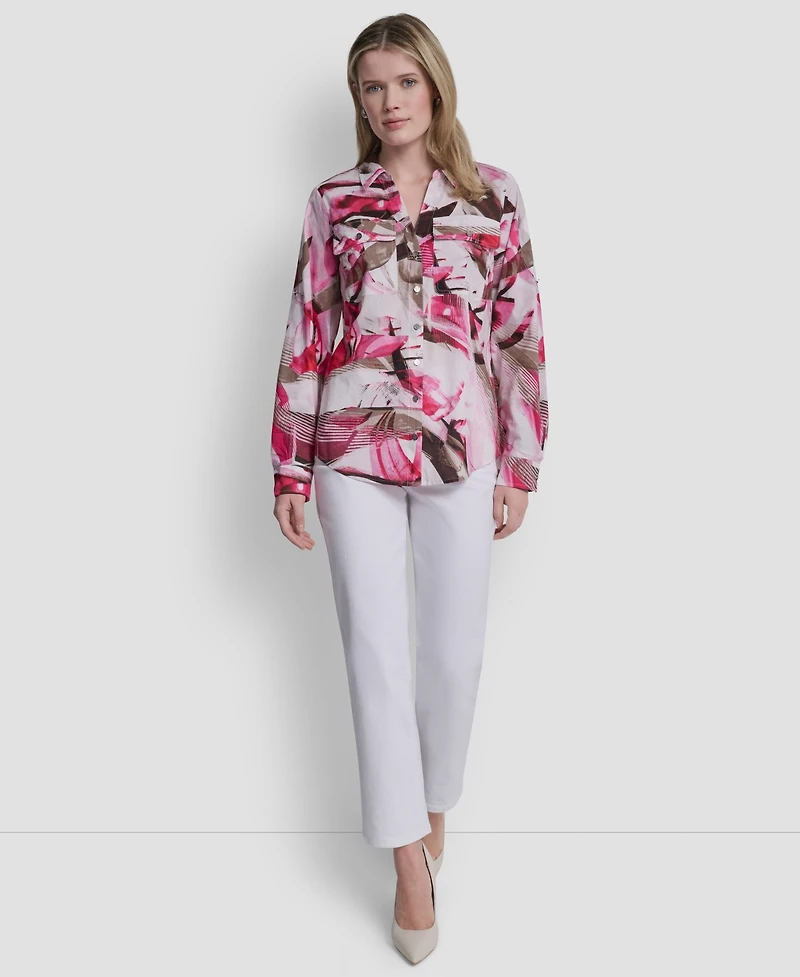 Dkny Women's Printed Long-Sleeve Shirt