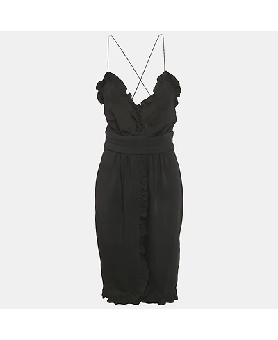 Pre-Owned D&g Womens Black Stretch Crepe Frill Detail Mini Dress