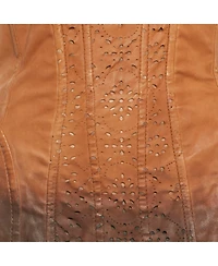 Pre-Owned Dolce & Gabbana Women's Pre-Owned D&g Beige Leather Eyelet Strapless Mini Dress