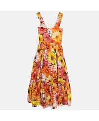 Pre-Owned Dolce & Gabbana Women's Floral Print Poplin Midi Dress
