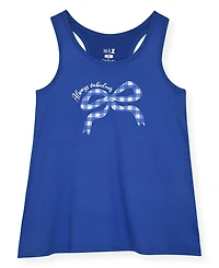 Max & Olivia Girls' 7-16 Gingham Tank Top, Short Pants Scrunchie, 3-Piece Set