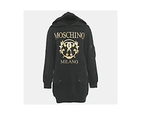 Pre-Owned Moschino Womens Couture Black Logo Print Cotton Oversized Hoodie