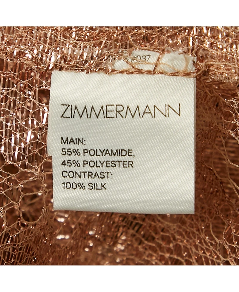 Pre-Owned Zimmermann Womens Rose Gold Lace Mini Dress