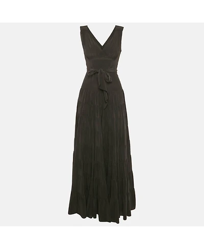 Pre-Owned Balenciaga Women's Black Silk Flared Maxi Dress