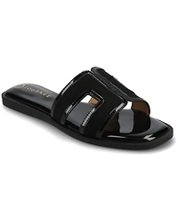 Journee Collection Womens Primah "H" Band Medium and Wide Width Slip On Flat Sandals