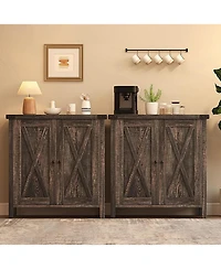 gaomon Small Storage Cabinet 2 Piece, Farmhouse Sideboard Buffet with Doors and Adjustable Shelves, Entryway Console Cabinets