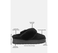 London Rag Women's Portho Faux Fur Slip Flat