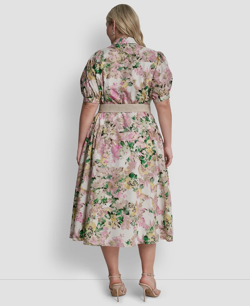 Dkny Plus Drop Waist Collared Shirtdress