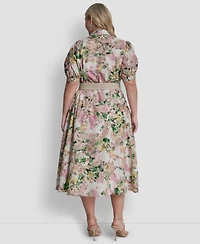 Dkny Plus Drop Waist Collared Shirtdress