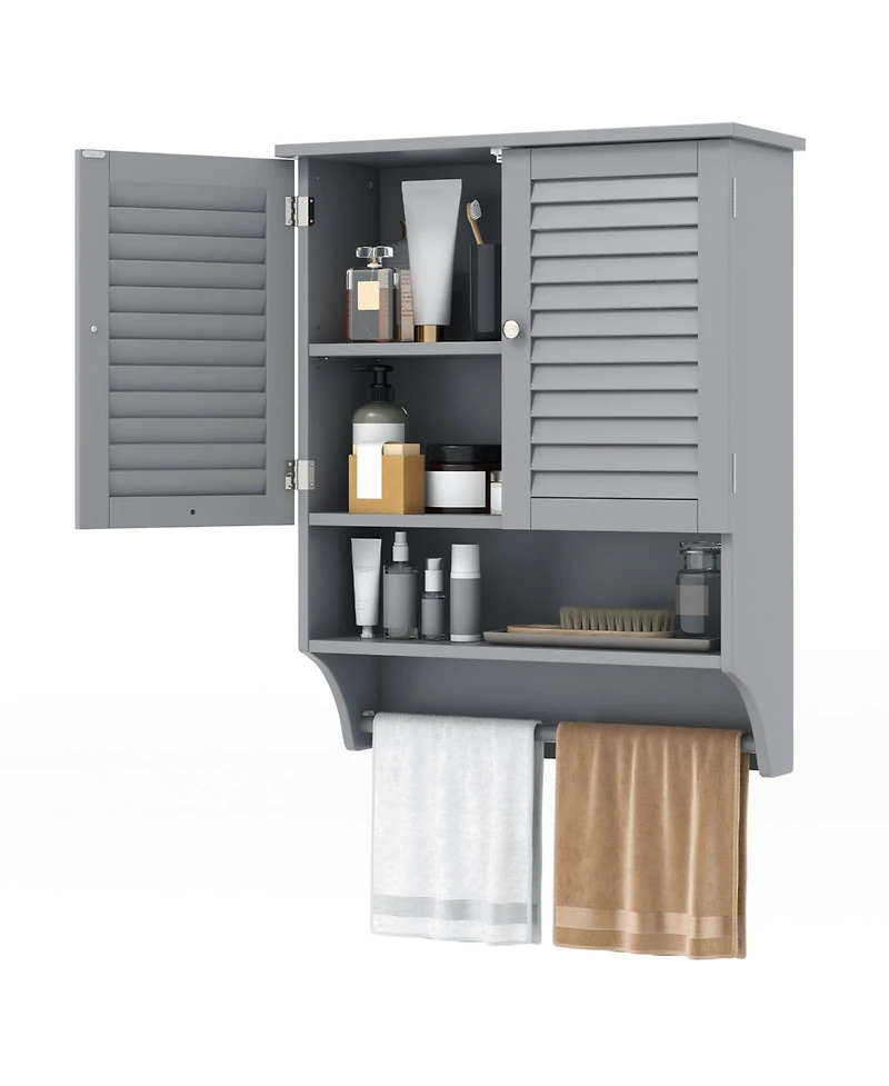 sumyeg 2-Door Wall Mounted Bathroom Medicine Cabinet with Towel Bar