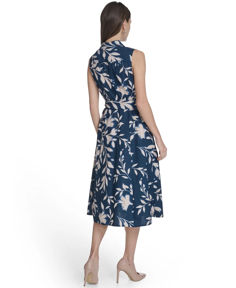 Calvin Klein Women's Collared Floral Midi Dress
