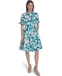 Calvin Klein Women's Floral Tie Sleeve Dress