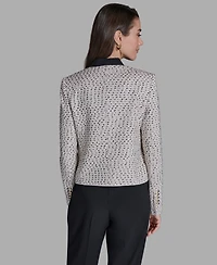 Bcbg Women's Stand-Up Collar Open-Front Textured Jacket