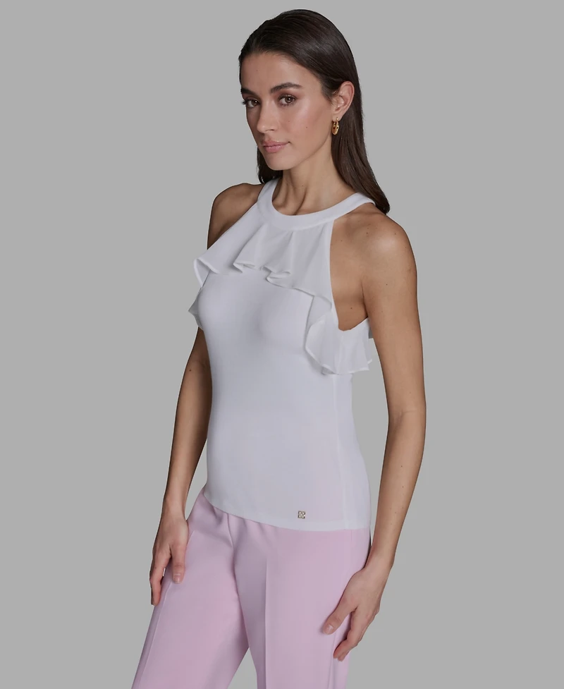 Bcbg Women's Halter Neck Ruffle Tank Top