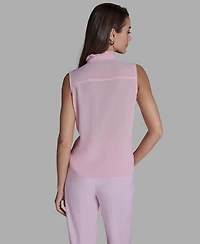 Bcbg Women's Sleeveless V-Neck Ruffle Front Blouse