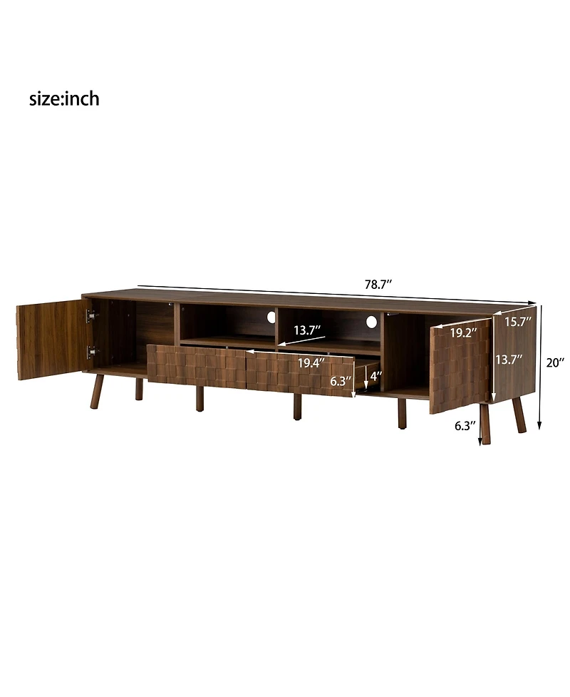 sumyeg 78" Storage Cabinet Tv Stand with Solid Wood Legs