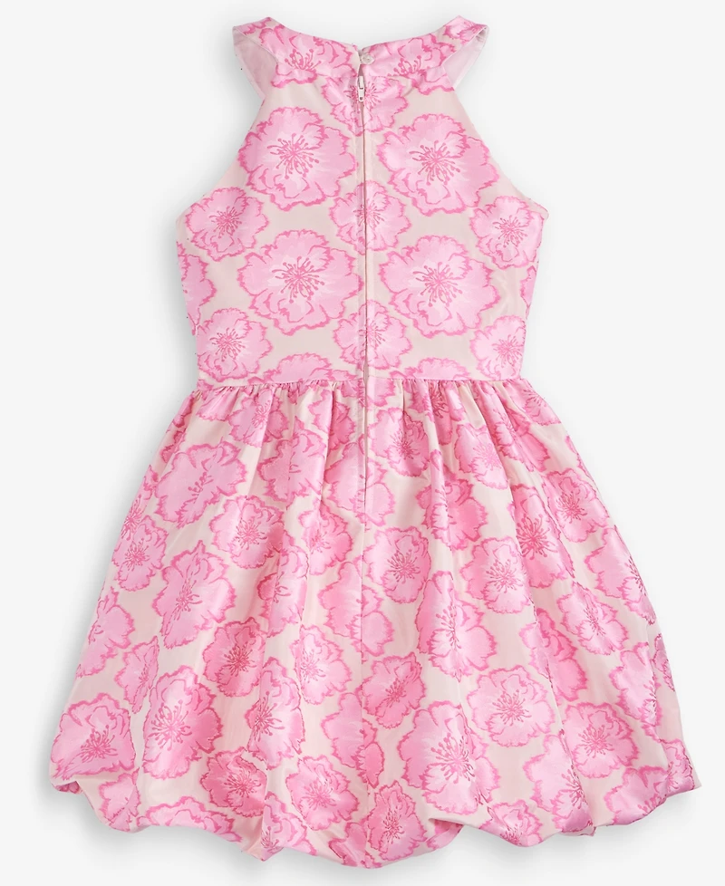Rare Editions Girls' 7-16 Floral Jacquard Halter Sleeveless Dress