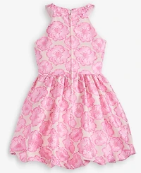 Rare Editions Girls' 7-16 Floral Jacquard Halter Sleeveless Dress