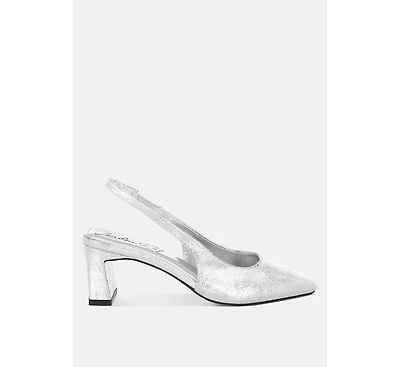 London Rag Women's Amberin Crinkled Metallic Slingback Heels