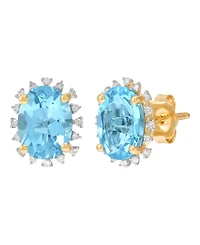 Macy's Blue Topaz ( 2-3/4 ct. t.w.) & Diamond (1/10 Stud Earrings 10k Yellow Gold (Also Available Amethyst, Peridot, Garnet, Citrine)