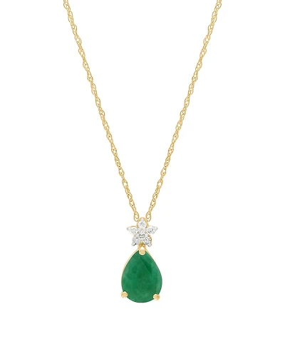 Macy's Sapphire (1-1/3 ct. t.w.) & Diamond (1/10 Pendant Necklace 10k Yellow Gold (Also Available Emerald, Ruby)