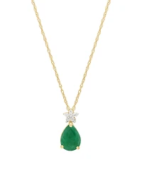 Macy's Sapphire (1-1/3 ct. t.w.) & Diamond (1/10 Pendant Necklace 10k Yellow Gold (Also Available Emerald, Ruby)