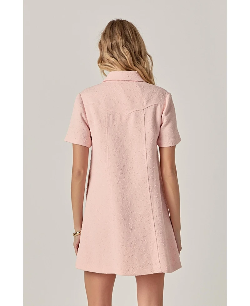 English Factory Women's Textured Shirt Mini Dress