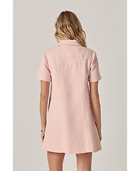 English Factory Women's Textured Shirt Mini Dress