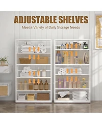 Yigii 5-Tier Metal Bookcase with Adjustable Shelves for Living Room, Study, Kitchen