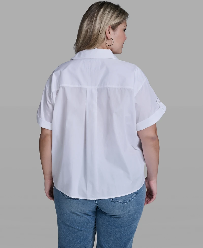 Karl Lagerfeld Paris Plus Floral Short-Sleeve Top