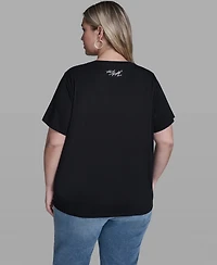 Karl Lagerfeld Paris Plus Size Short-Sleeve Crew Neck Top