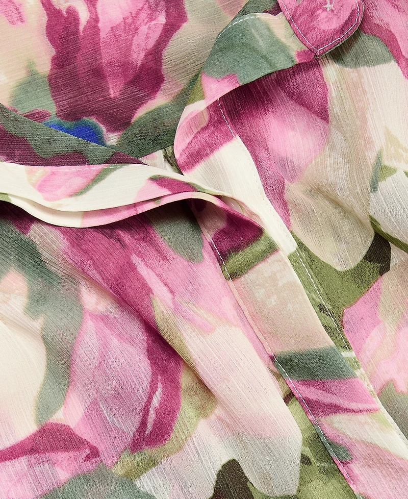 I.n.c. International Concepts Plus Printed Long-Sleeve Blouse, Created for Macy's