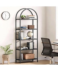 Yigii 5 Tier Arched Bookshelf - Modern Design, Sturdy Metal Frame, Multi-Functional