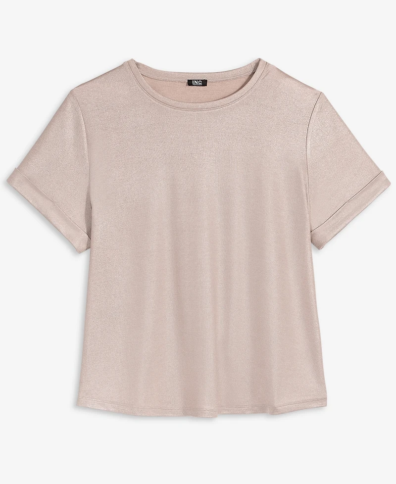I.n.c. International Concepts Plus Metallic Foiled T-Shirt, Exclusively at Macy's