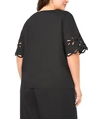 Vince Camuto Plus Embroidered V-Neck Top