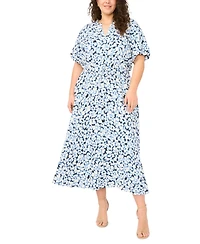 Vince Camuto Plus V-Neck Puff Sleeve Maxi Dress