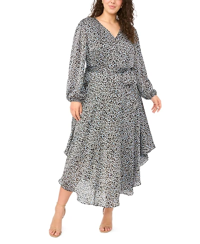 Vince Camuto Plus Flutter Sleeve V-Neck Maxi Dress